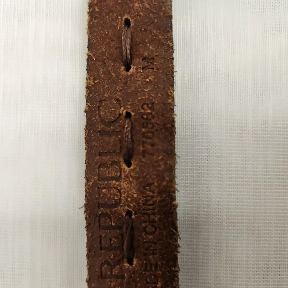 Banana Republic Belt Women's M Brown Genuine Leather Copper Chain Biker Belt